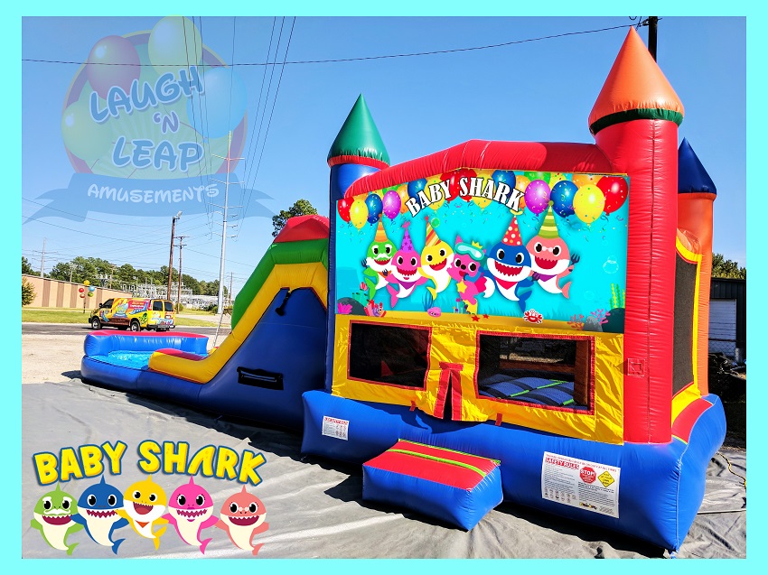 Baby Shark Bounce House & Double Slide Combo