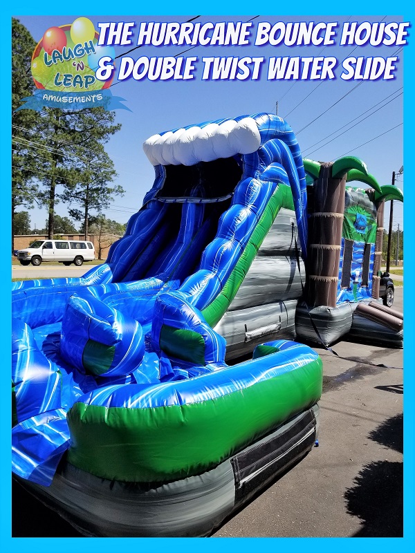 The Hurricane - Bounce House w/Tall Double Lane Twisted Water Slide & Pool