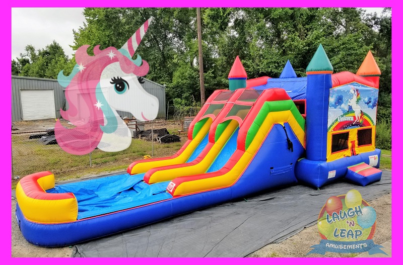 Unicorn Bounce House & Double Slide Combo